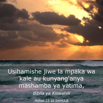 Picture 03 - Mithali 23:10 SWHULB - Usihamishe jiwe la mpaka wa kale au kunyang'anya - Bible Verse Picture