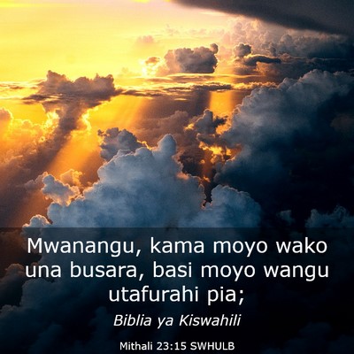 Picture 03 - Mithali 23:15 SWHULB - Mwanangu, kama moyo wako una busara, basi moyo - Bible Verse Picture