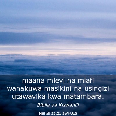 Picture 03 - Mithali 23:21 SWHULB - maana mlevi na mlafi wanakuwa masikini na - Bible Verse Picture
