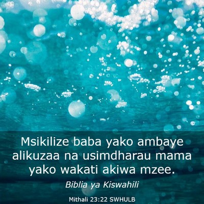 Picture 03 - Mithali 23:22 SWHULB - Msikilize baba yako ambaye alikuzaa na usimdharau - Bible Verse Picture