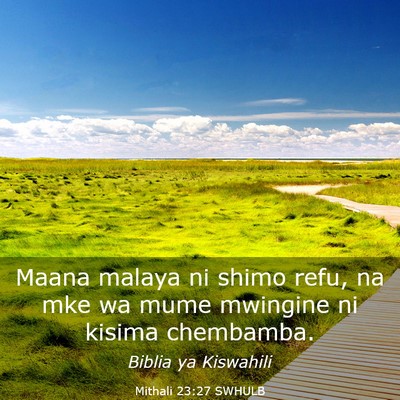 Picture 03 - Mithali 23:27 SWHULB - Maana malaya ni shimo refu, na mke wa mume - Bible Verse Picture