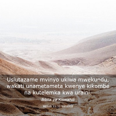 Picture 03 - Mithali 23:31 SWHULB - Usiutazame mvinyo ukiwa mwekundu, wakati - Bible Verse Picture