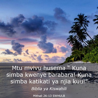 Picture 03 - Mithali 26:13 SWHULB - Mtu mvivu husema “ Kuna simba kwenye barabara! - Bible Verse Picture
