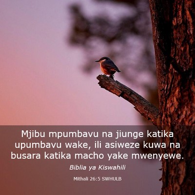 Picture 03 - Mithali 26:5 SWHULB - Mjibu mpumbavu na jiunge katika upumbavu wake, - Bible Verse Picture