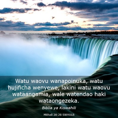 Picture 03 - Mithali 28:28 SWHULB - Watu waovu wanapoinuka, watu hujificha wenyewe, - Bible Verse Picture