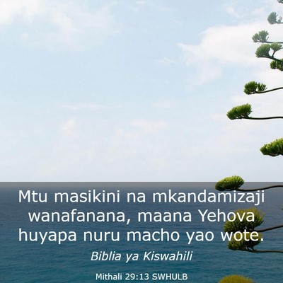 Picture 03 - Mithali 29:13 SWHULB - Mtu masikini na mkandamizaji wanafanana, maana - Bible Verse Picture