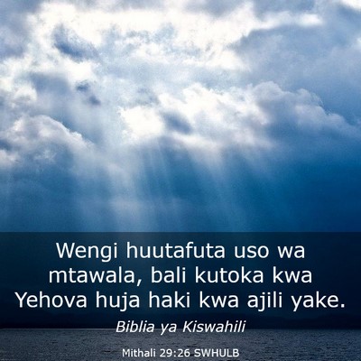 Picture 03 - Mithali 29:26 SWHULB - Wengi huutafuta uso wa mtawala, bali kutoka kwa - Bible Verse Picture