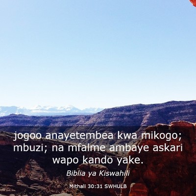 Picture 03 - Mithali 30:31 SWHULB - jogoo anayetembea kwa mikogo; mbuzi; na mfalme - Bible Verse Picture
