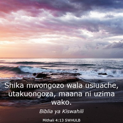Picture 03 - Mithali 4:13 SWHULB - Shika mwongozo wala usiuache, utakuongoza, maana - Bible Verse Picture
