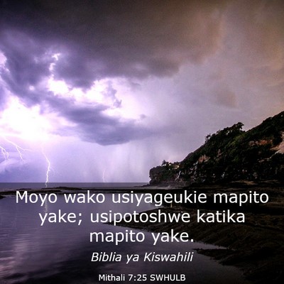 Picture 03 - Mithali 7:25 SWHULB - Moyo wako usiyageukie mapito yake; usipotoshwe - Bible Verse Picture
