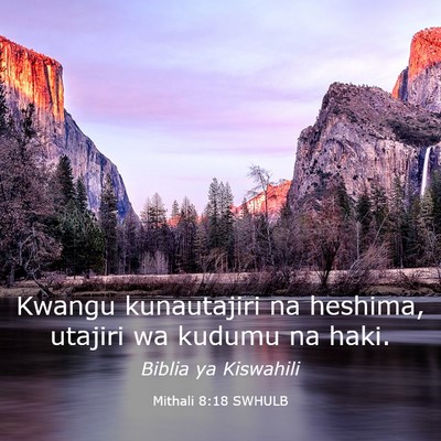 Picture 03 - Mithali 8:18 SWHULB - Kwangu kunautajiri na heshima, utajiri wa kudumu - Bible Verse Picture