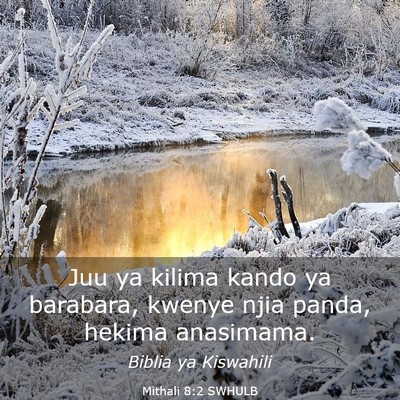 Picture 03 - Mithali 8:2 SWHULB - Juu ya kilima kando ya barabara, kwenye njia - Bible Verse Picture
