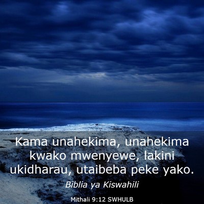 Picture 03 - Mithali 9:12 SWHULB - Kama unahekima, unahekima kwako mwenyewe, lakini - Bible Verse Picture