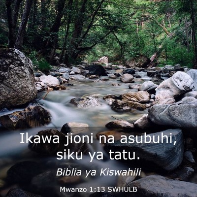 Picture 03 - Mwanzo 1:13 SWHULB - Ikawa jioni na asubuhi, siku ya - Bible Verse Picture