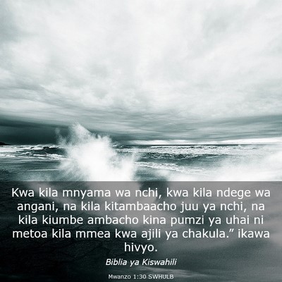 Picture 03 - Mwanzo 1:30 SWHULB - Kwa kila mnyama wa nchi, kwa kila ndege wa - Bible Verse Picture