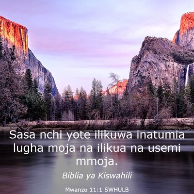 Picture 03 - Mwanzo 11:1 SWHULB - Sasa nchi yote ilikuwa inatumia lugha moja na - Bible Verse Picture