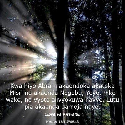 Picture 03 - Mwanzo 13:1 SWHULB - Kwa hiyo Abram akaondoka akatoka Misri na akaenda - Bible Verse Picture
