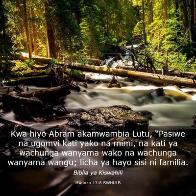 Picture 03 - Mwanzo 13:8 SWHULB - Kwa hiyo Abram akamwambia Lutu, “Pasiwe na - Bible Verse Picture