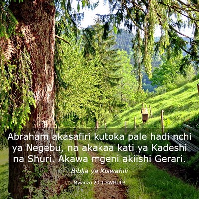 Picture 03 - Mwanzo 20:1 SWHULB - Abraham akasafiri kutoka pale hadi nchi ya - Bible Verse Picture