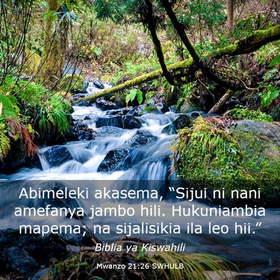 Picture 03 - Mwanzo 21:26 SWHULB - Abimeleki akasema, “Sijui ni nani amefanya - Bible Verse Picture