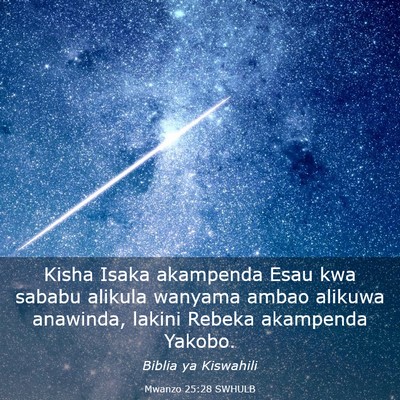 Picture 03 - Mwanzo 25:28 SWHULB - Kisha Isaka akampenda Esau kwa sababu alikula - Bible Verse Picture