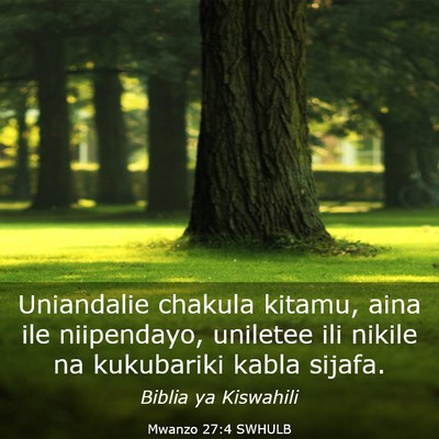 Picture 03 - Mwanzo 27:4 SWHULB - Uniandalie chakula kitamu, aina ile niipendayo, - Bible Verse Picture