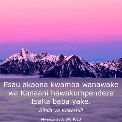 Picture 03 - Mwanzo 28:8 SWHULB - Esau akaona kwamba wanawake wa Kanaani - Bible Verse Picture
