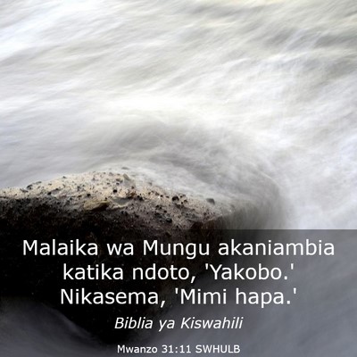 Picture 03 - Mwanzo 31:11 SWHULB - Malaika wa Mungu akaniambia katika ndoto, - Bible Verse Picture