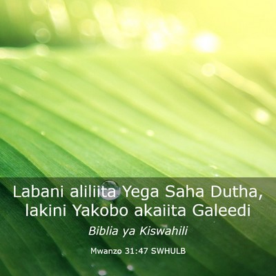 Picture 03 - Mwanzo 31:47 SWHULB - Labani aliliita Yega Saha Dutha, lakini Yakobo - Bible Verse Picture