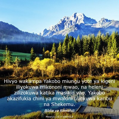 Picture 03 - Mwanzo 35:4 SWHULB - Hivyo wakampa Yakobo miungu yote ya kigeni - Bible Verse Picture