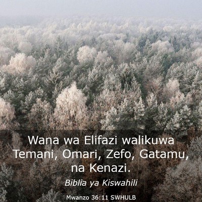 Picture 03 - Mwanzo 36:11 SWHULB - Wana wa Elifazi walikuwa Temani, Omari, Zefo, - Bible Verse Picture