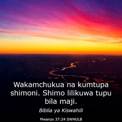 Picture 03 - Mwanzo 37:24 SWHULB - Wakamchukua na kumtupa shimoni. Shimo lilikuwa - Bible Verse Picture