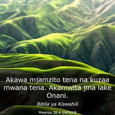 Picture 03 - Mwanzo 38:4 SWHULB - Akawa mjamzito tena na kuzaa mwana tena. Akamwita - Bible Verse Picture