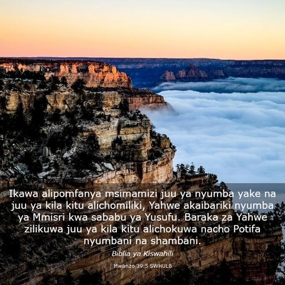 Picture 03 - Mwanzo 39:5 SWHULB - Ikawa alipomfanya msimamizi juu ya nyumba yake na - Bible Verse Picture