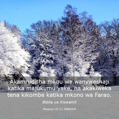 Picture 03 - Mwanzo 40:21 SWHULB - Akamrudisha mkuu wa wanyweshaji katika majukumu - Bible Verse Picture