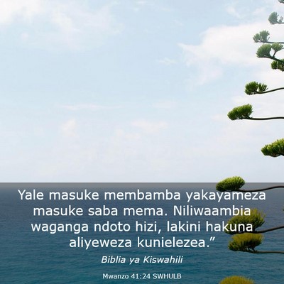 Picture 03 - Mwanzo 41:24 SWHULB - Yale masuke membamba yakayameza masuke saba mema. - Bible Verse Picture