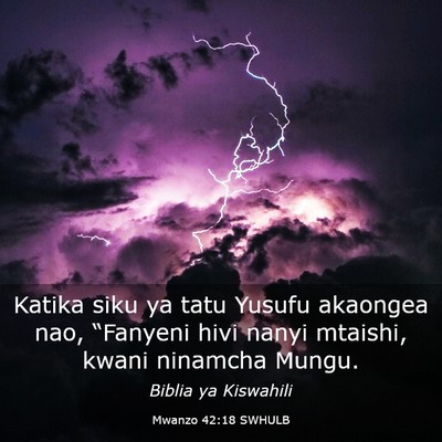 Picture 03 - Mwanzo 42:18 SWHULB - Katika siku ya tatu Yusufu akaongea nao, - Bible Verse Picture