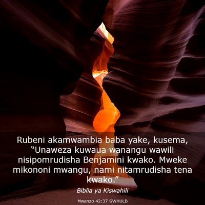 Picture 03 - Mwanzo 42:37 SWHULB - Rubeni akamwambia baba yake, kusema, “Unaweza - Bible Verse Picture