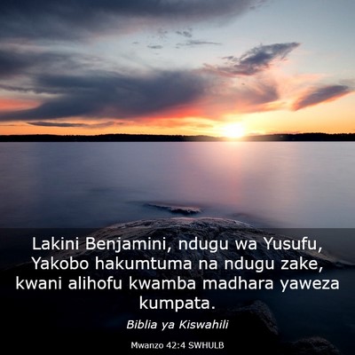 Picture 03 - Mwanzo 42:4 SWHULB - Lakini Benjamini, ndugu wa Yusufu, Yakobo - Bible Verse Picture
