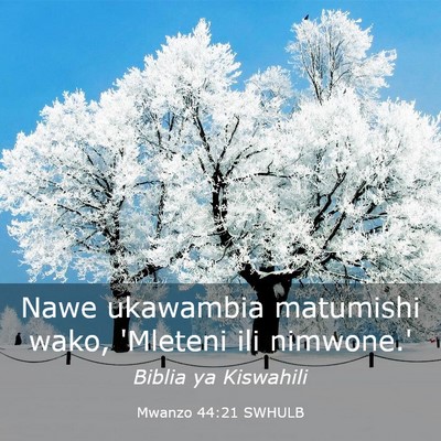 Picture 03 - Mwanzo 44:21 SWHULB - Nawe ukawambia matumishi wako, 'Mleteni ili - Bible Verse Picture