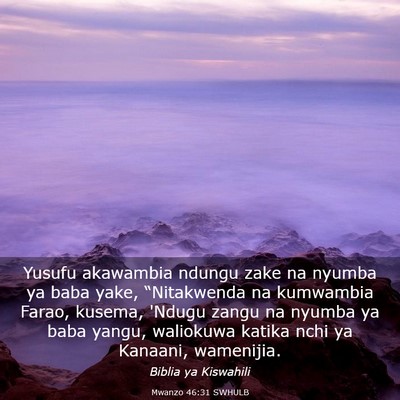 Picture 03 - Mwanzo 46:31 SWHULB - Yusufu akawambia ndungu zake na nyumba ya baba - Bible Verse Picture