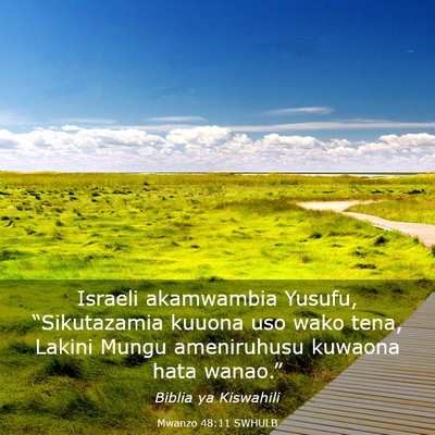 Picture 03 - Mwanzo 48:11 SWHULB - Israeli akamwambia Yusufu, “Sikutazamia kuuona - Bible Verse Picture