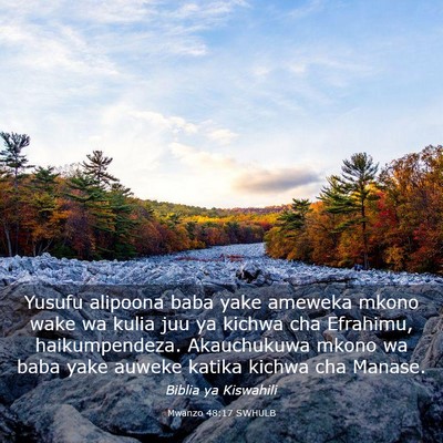 Picture 03 - Mwanzo 48:17 SWHULB - Yusufu alipoona baba yake ameweka mkono wake wa - Bible Verse Picture