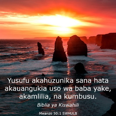 Picture 03 - Mwanzo 50:1 SWHULB - Yusufu akahuzunika sana hata akauangukia uso wa - Bible Verse Picture