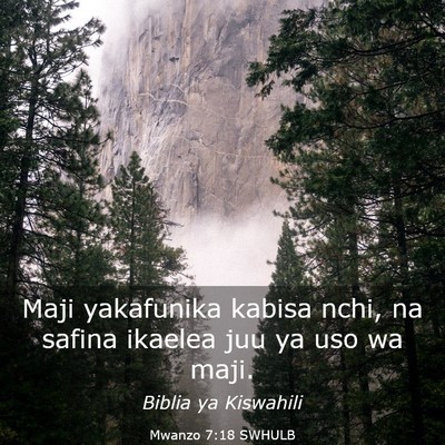 Picture 03 - Mwanzo 7:18 SWHULB - Maji yakafunika kabisa nchi, na safina ikaelea - Bible Verse Picture