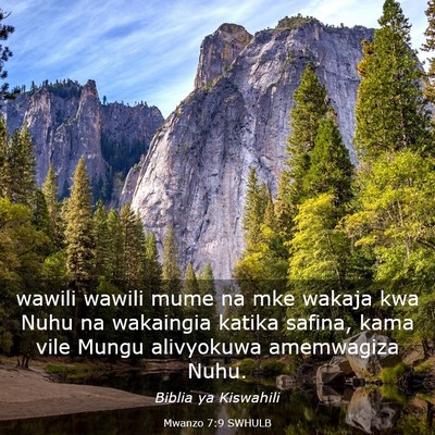 Picture 03 - Mwanzo 7:9 SWHULB - wawili wawili mume na mke wakaja kwa Nuhu na - Bible Verse Picture