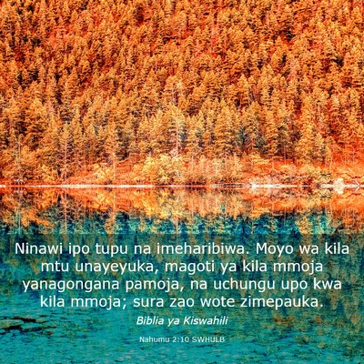 Picture 03 - Nahumu 2:10 SWHULB - Ninawi ipo tupu na imeharibiwa. Moyo wa kila mtu - Bible Verse Picture