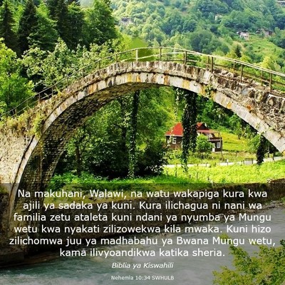Picture 03 - Nehemia 10:34 SWHULB - Na makuhani, Walawi, na watu wakapiga kura kwa - Bible Verse Picture