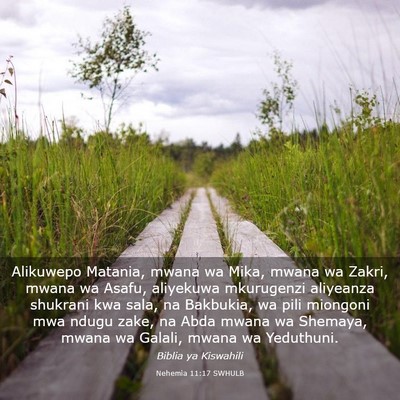 Picture 03 - Nehemia 11:17 SWHULB - Alikuwepo Matania, mwana wa Mika, mwana wa Zakri, - Bible Verse Picture