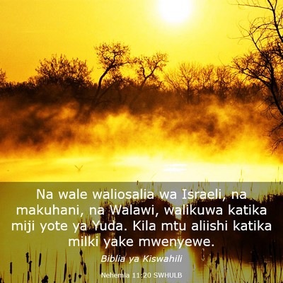 Picture 03 - Nehemia 11:20 SWHULB - Na wale waliosalia wa Israeli, na makuhani, na - Bible Verse Picture